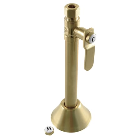 Kingston Brass CA8325BB 1/2" Sweat x 3/8" O.D. Comp Straight Stop Valve with 5" Extension, Brushed Brass CA8325BB